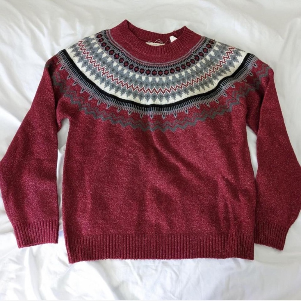 Weatherproof Vintage Knit Fair Isle Women’s Holiday Sweater, Size XS